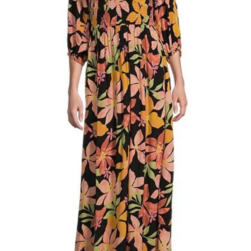 Billabong Floral Maxi Dress - Black, Orange, Green